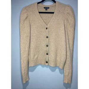L/XL, Saks 5th Ave cashmere cardigan with slight puff sleeve like new condition!
